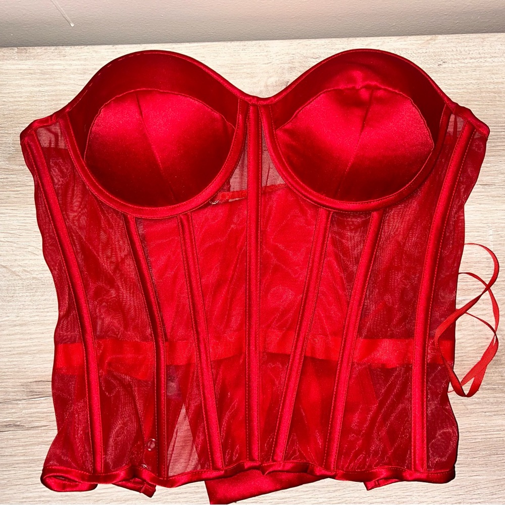 Red lace up corset